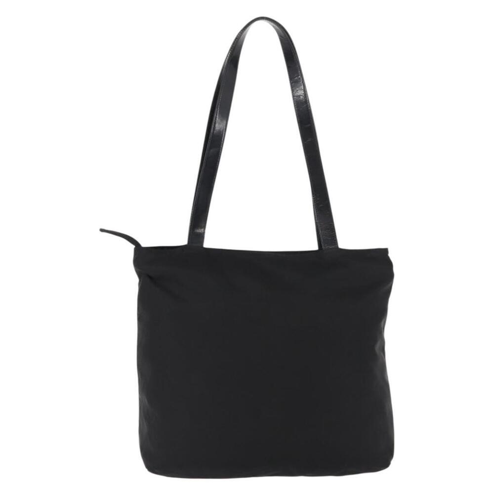 CELINE Tote Bag Nylon Enamel 2way Black Gold Auth BA6881 - Picture 2 of 16